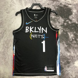 Camiseta Mikal Bridges #1 Brooklyn Nets Grafiti Negro