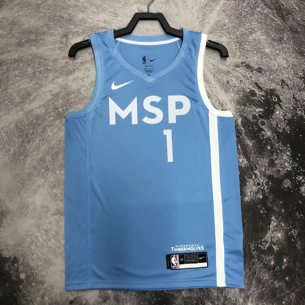 Camiseta Anthony Edwards #1 Minnesota Timberwolves Azul Camiseta Anthony Edwards #1 Minnesota Timberwolves Azul