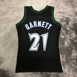 Camiseta Kevin Garnett #21 Minnesota Timberwolves 1998 Negro