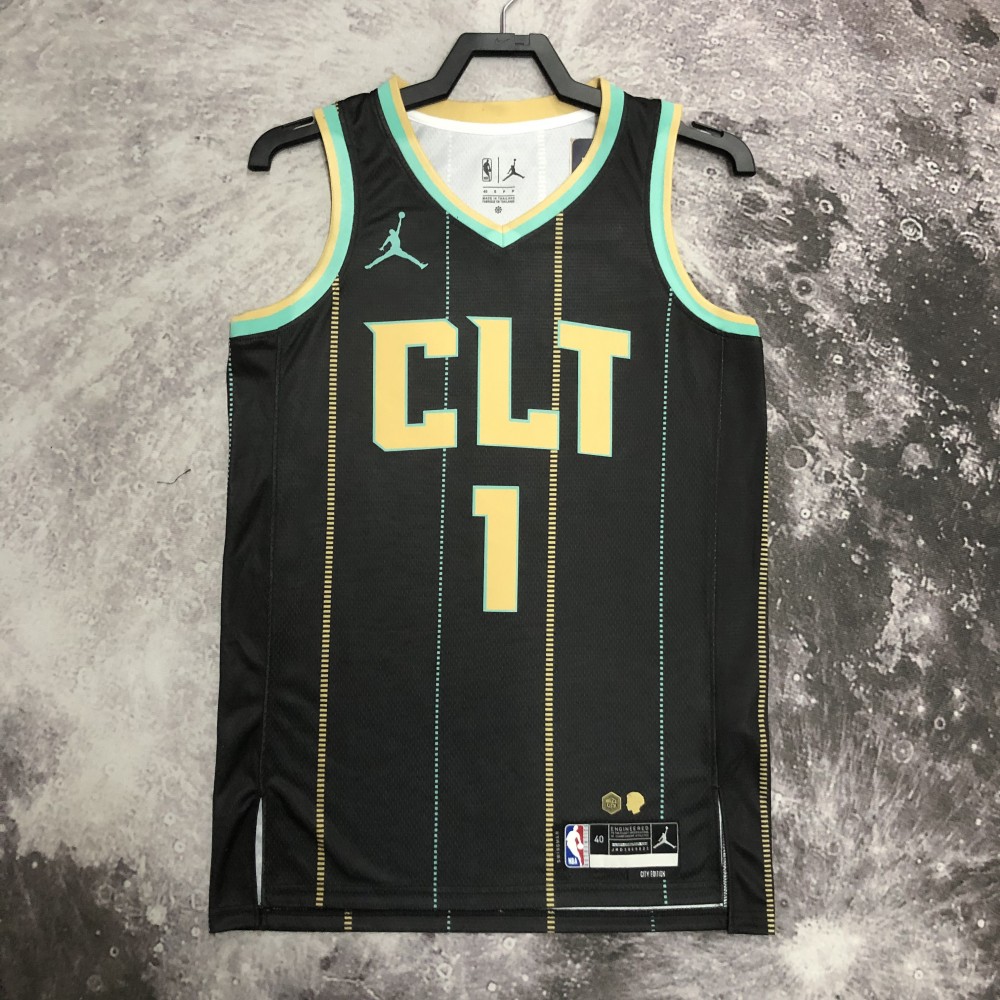 Camiseta LaMelo Ball #1 Charlotte Hornets 2023 Negro City Edition Camiseta LaMelo Ball #1 Charlotte Hornets 2023 Negro City Edition