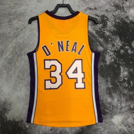 Camiseta Shaquille O'Neal #34 Los Angeles Lakers 2000 Amarillo V-Neck