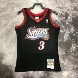 Camiseta Allen Iverson #3 Philadelphia 76ers 1998 Negro