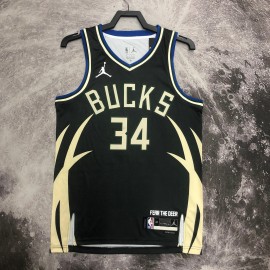 Camiseta Giannis Antetokounmpo #34 Milwaukee Bucks 2023 Negro Jordan Limited Edition