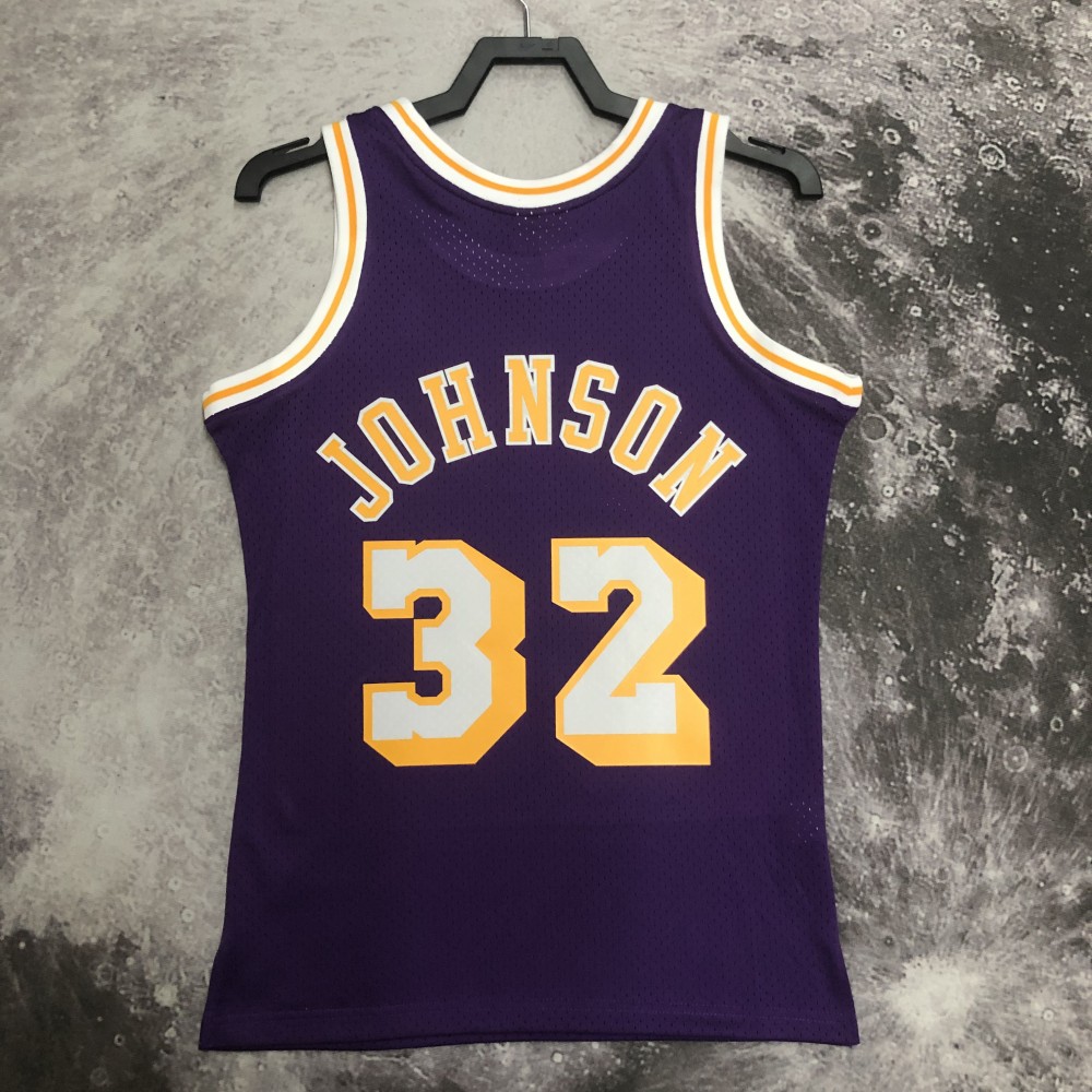Vintage Magic Johnson #32 Los Angeles Lakers 80s Sand-Knit NBA Basketball Jersey