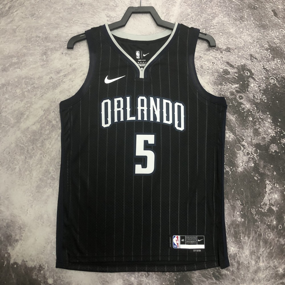 Camiseta Paolo Banchero #5 Orlando Magic 2023 Negro City Edition Camiseta Paolo Banchero #5 Orlando Magic 2023 Negro City Edition