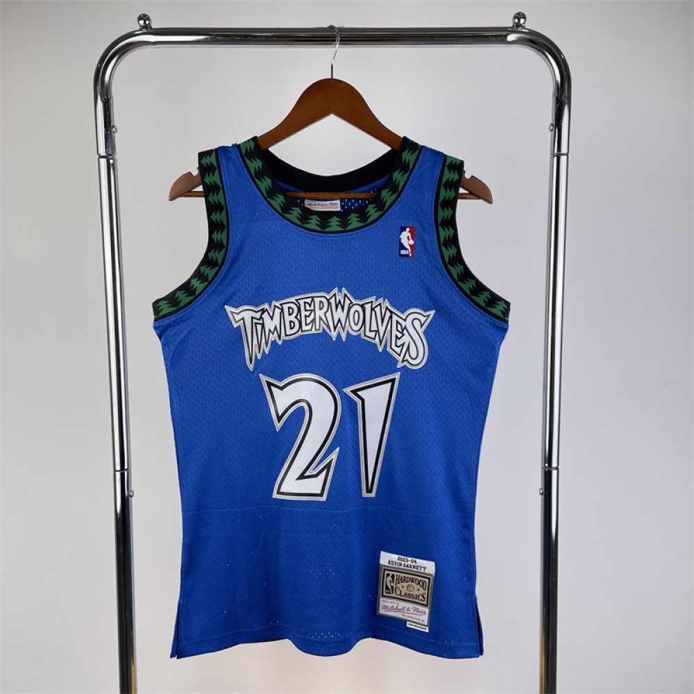 Camiseta Kevin Garnett #21 Minnesota Timberwolves 2003/04 Azul Camiseta Kevin Garnett #21 Minnesota Timberwolves 2003/04 Azul