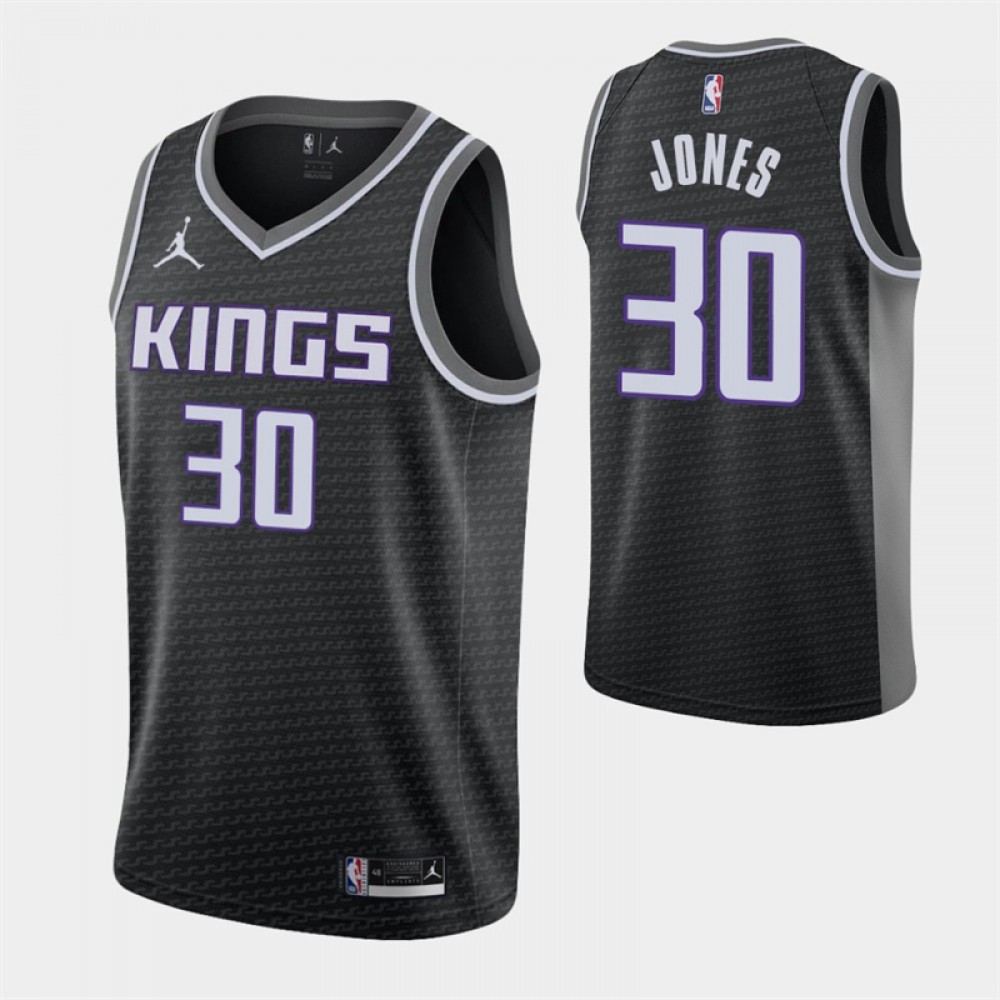 Camiseta Damian Jones #30 Sacramento Kings Negro Camiseta Damian Jones #30 Sacramento Kings Negro