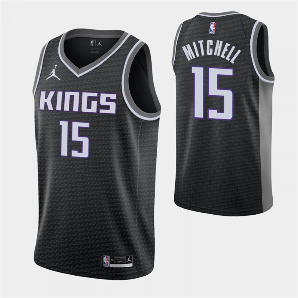 Camiseta Davion Mitchell #15 Sacramento Kings Negro Camiseta Davion Mitchell #15 Sacramento Kings Negro