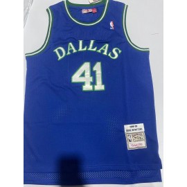 Camiseta Dirk Nowitzki #41 Dallas Mavericks Azul Retro