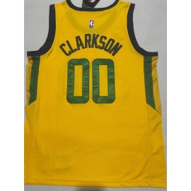 Camiseta Jordan Clarkson #00 Utah Jazz Amarillo Camiseta Jordan Clarkson #00 Utah Jazz Amarillo