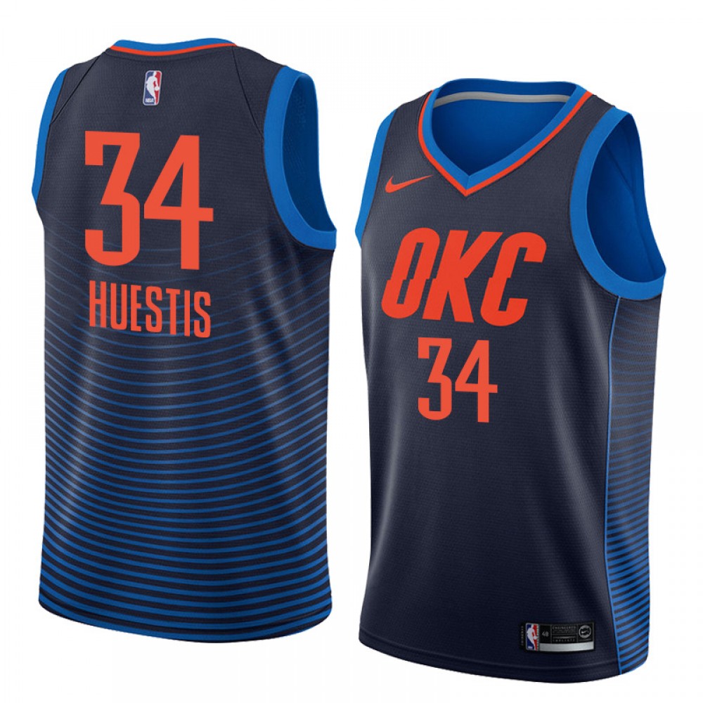 Camiseta Josh Huestis #34 Oklahoma City Thunder Azul Oscuro Con Rayas Camiseta Josh Huestis #34 Oklahoma City Thunder Azul Oscuro Con Rayas