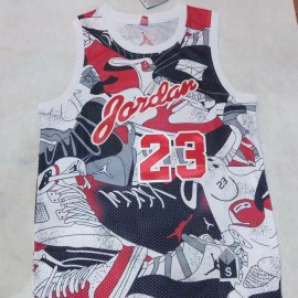 Camiseta Michael Jordan #23 Chicago Bulls Blanco Estampado Memorial Edition