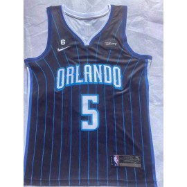 Camiseta Paolo Banchero #5 Orlando Magic 2023 Negro Con rayas