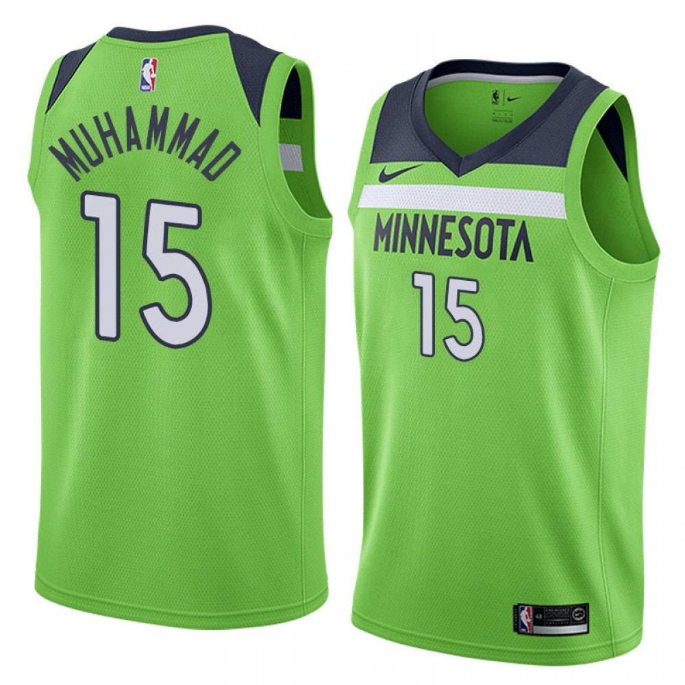 Camiseta Shabazz Muhammad #15 Minnesota Timberwolves Verde Camiseta Shabazz Muhammad #15 Minnesota Timberwolves Verde