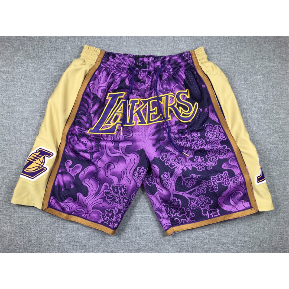 Pantalón Corto De Bolsillo Los Angeles Lakers Púrpura Edición Tigre