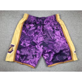 Pantalón Corto De Bolsillo Los Angeles Lakers Púrpura Edición Tigre