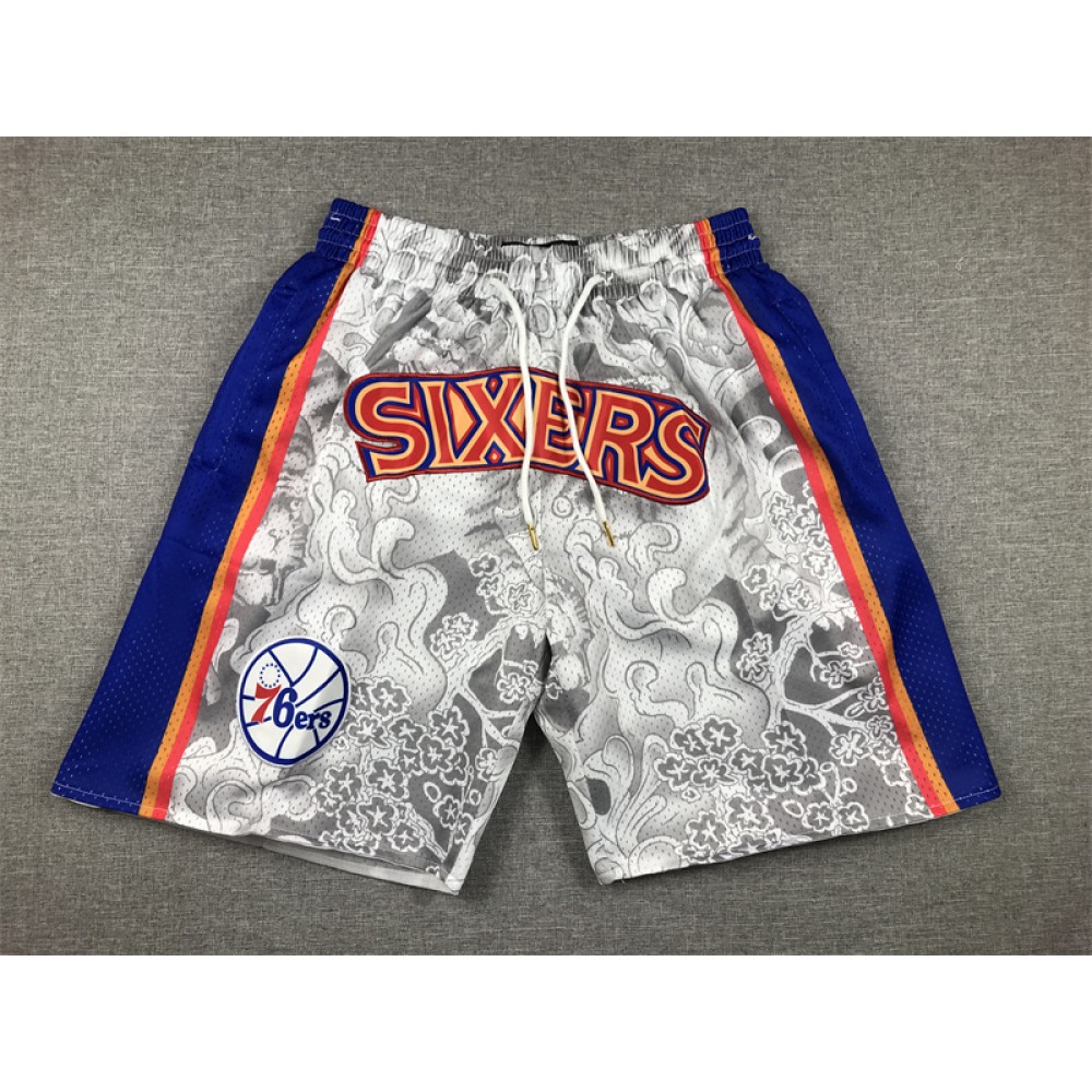 Pantalón Corto De Bolsillo Philadelphia 76ers Gris Edición Tigre