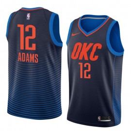 Camiseta Steven Adams #12 Oklahoma City Thunder Azul Oscuro Con Rayas