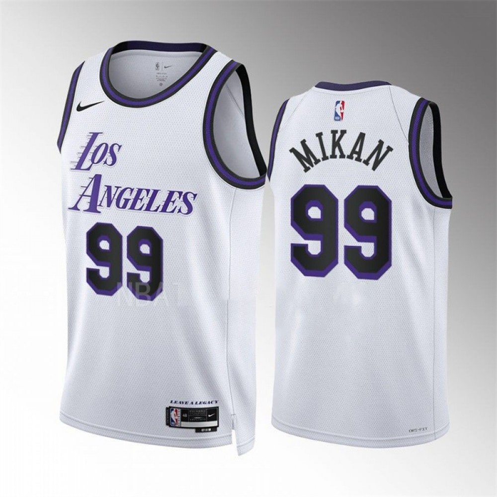 Camiseta George Mikan #99 Los Angeles Lakers 2023 Blanco City Edition Camiseta George Mikan #99 Los Angeles Lakers 2023 Blanco City Edition