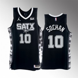 Camiseta Jeremy Sochan #10 San Antonio Spurs 2023 Negro Statement Edition