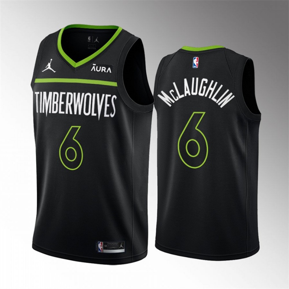 Camiseta Jordan McLaughlin #6 Minnesota Timberwolves 2023 Negro Statement Edition Camiseta Jordan McLaughlin #6 Minnesota Timberwolves 2023 Negro Statement Edition