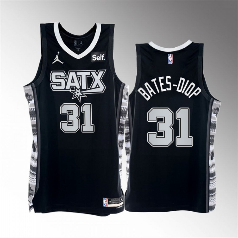 Camiseta Keita Bates-Diop #31 San Antonio Spurs 2023 Negro Statement Edition Camiseta Keita Bates-Diop #31 San Antonio Spurs 2023 Negro Statement Edition