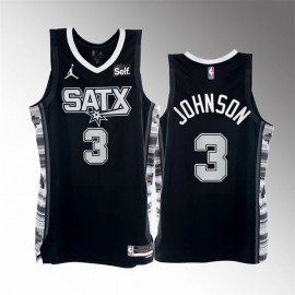 Camiseta Keldon Johnson #3 San Antonio Spurs 2023 Negro Statement Edition