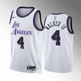 Camiseta Lonnie Walker IV #4 Los Angeles Lakers 2023 Blanco City Edition