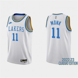 Camiseta Malik Monk #11 Los Angeles Lakers 2023 Blanco Classic Edition