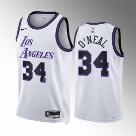 Camiseta Shaquille O'Neal #34 Los Angeles Lakers 2023 Blanco City Edition
