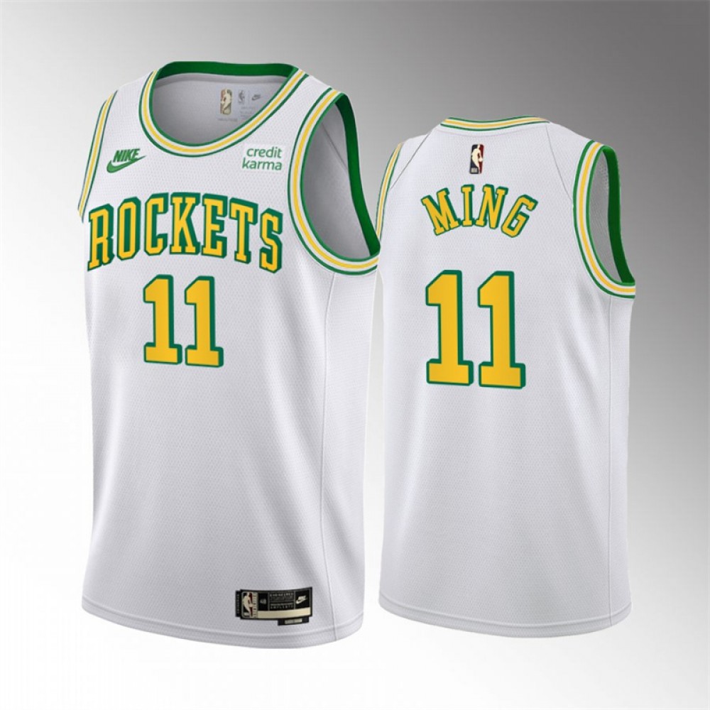 Camiseta Yao Ming #11 Houston Rockets 2023 Blanco Classic Edition