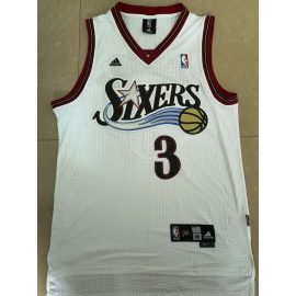 Retro Philadelphia 76ers Iverson #3 Big Meteor White NBA Jersey