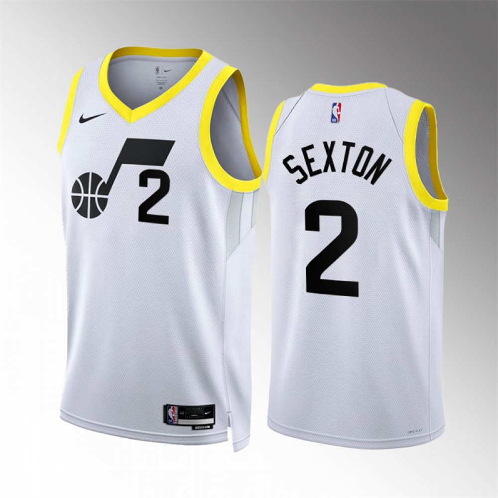 Camiseta Collin Sexton #2 Utah Jazz 2023 Blanco Camiseta Collin Sexton #2 Utah Jazz 2023 Blanco