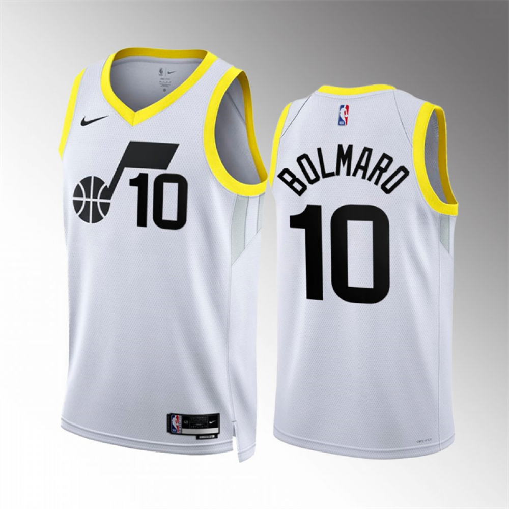 Camiseta Leandro Bolmaro #10 Utah Jazz 2023 Blanco Camiseta Leandro Bolmaro #10 Utah Jazz 2023 Blanco