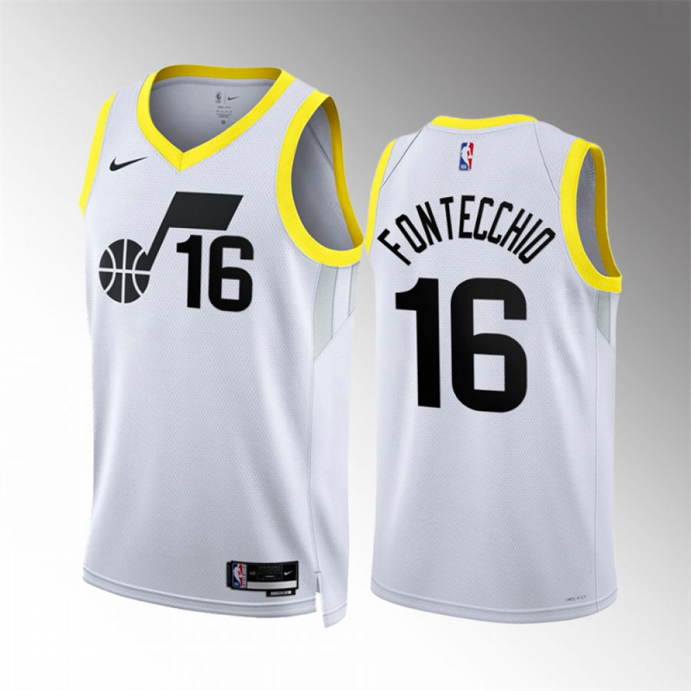 Camiseta Simone Fontecchio #16 Utah Jazz 2023 Blanco Camiseta Simone Fontecchio #16 Utah Jazz 2023 Blanco