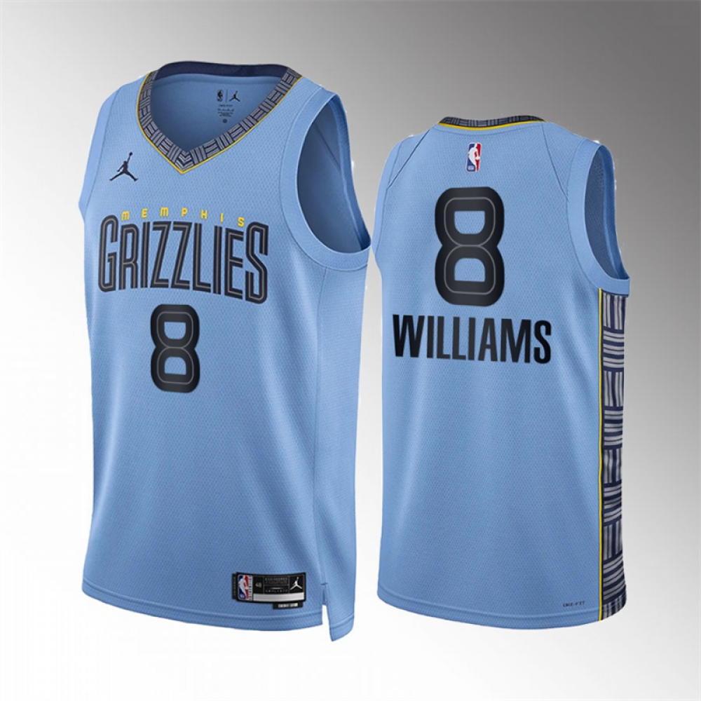 Camiseta Ziaire Williams #8 Memphis Grizzlies 2023 Azul Statement Edition Camiseta Ziaire Williams #8 Memphis Grizzlies 2023 Azul Statement Edition