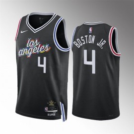 Camiseta Brandon Boston Jr. #4 Los Angeles Clippers 2023 Negro City Edition