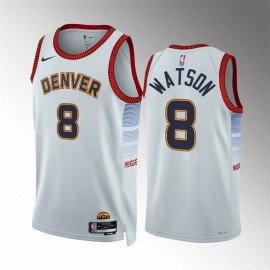 Camiseta Peyton Watson #8 Denver Nuggets 2023 Blanco City Edition