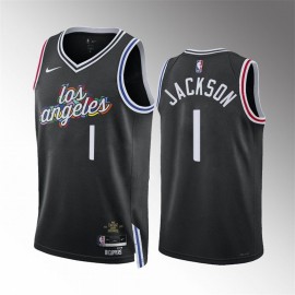 Camiseta Reggie Jackson #1 Los Angeles Clippers 2023 Negro City Edition