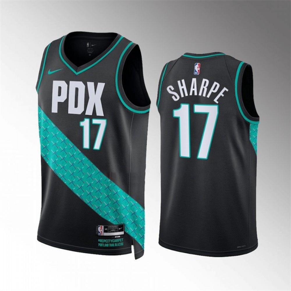 Camiseta Shaedon Sharpe #17 Portland Trail Blazers 2023 Negro City Edition Camiseta Shaedon Sharpe #17 Portland Trail Blazers 2023 Negro City Edition