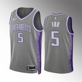 Camiseta De'aaron Fox #5 Sacramento Kings 2023 Gris City Edition