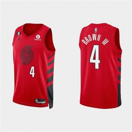 Camiseta Greg Brown III #4 Portland Trail Blazers 2023 Rojo Statement Edition