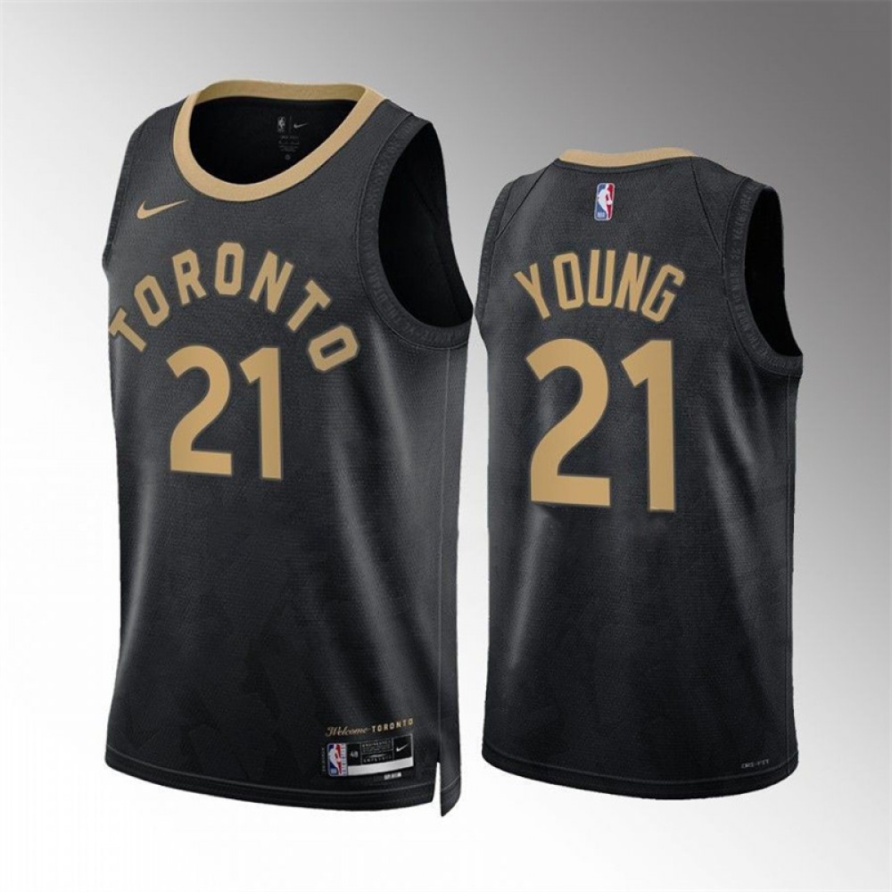 Camiseta Thaddeus Young #21 Toronto Raptors 2023 Negro City Edition Camiseta Thaddeus Young #21 Toronto Raptors 2023 Negro City Edition