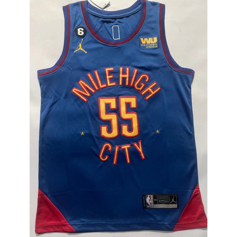 Camiseta Dikembe Mutombo #55 Denver Nuggets 2023 Azul Statement Edition Camiseta Dikembe Mutombo #55 Denver Nuggets 2023 Azul Statement Edition
