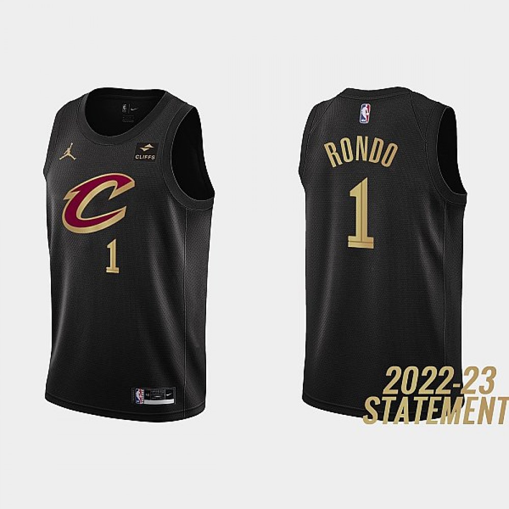 Camiseta Rajon Rondo #1 Cleveland Cavaliers  2023 Negro Statement Edition Camiseta Rajon Rondo #1 Cleveland Cavaliers  2023 Negro Statement Edition