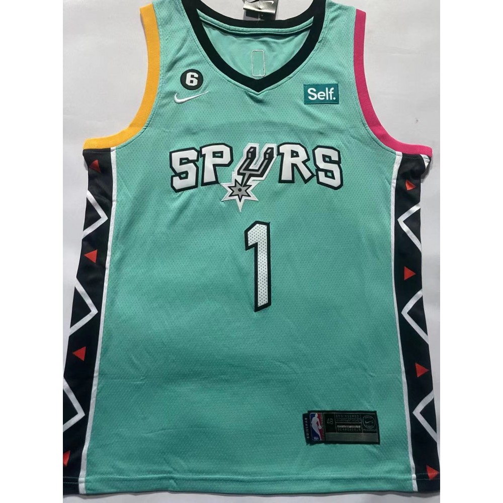 Camiseta Victor Wembanyama #1 San Antonio Spurs 2023 Verde Claro City Edition Camiseta Victor Wembanyama #1 San Antonio Spurs 2023 Verde Claro City Edition