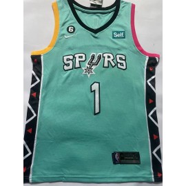 Camiseta Victor Wembanyama #1 San Antonio Spurs 2023 Verde Claro City Edition