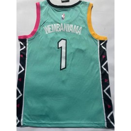 Camiseta Victor Wembanyama #1 San Antonio Spurs 2023 Verde Claro City Edition Camiseta Victor Wembanyama #1 San Antonio Spurs 2023 Verde Claro City Edition