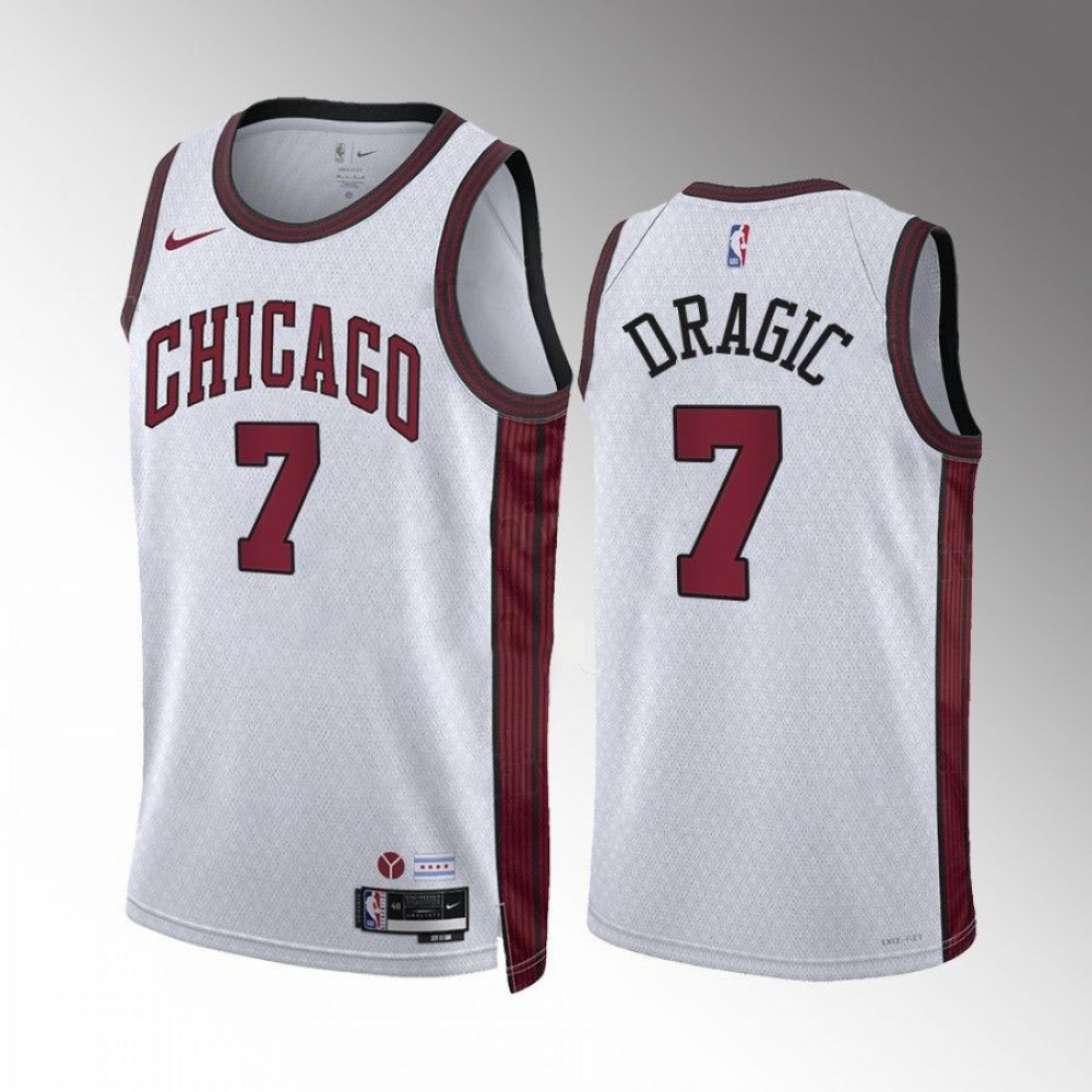 Camiseta Goran Dragic #7 Chicago Bulls 2022-23 City Edition Blanco Camiseta Goran Dragic #7 Chicago Bulls 2022-23 City Edition Blanco