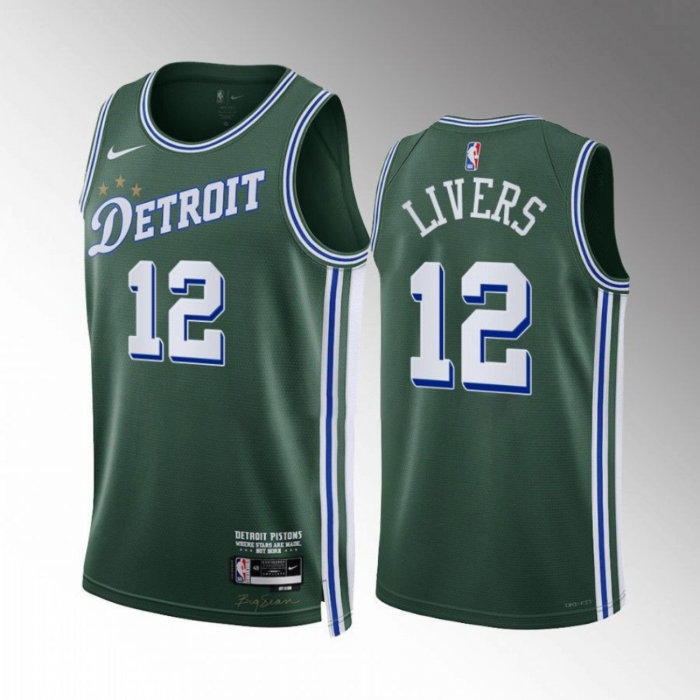Camiseta Isaiah Livers #12 Detroit Pistons 2022-23 City Edition Verde Camiseta Isaiah Livers #12 Detroit Pistons 2022-23 City Edition Verde